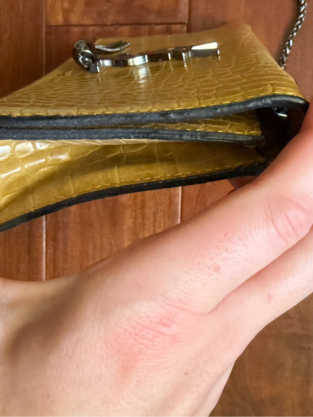 Mustard Yellow Croc-Embossed Crossbody Bag